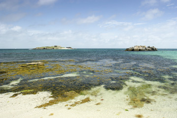 June 27, 2018 Glenan France. Coastline of Glenan archipelago in Brittany France