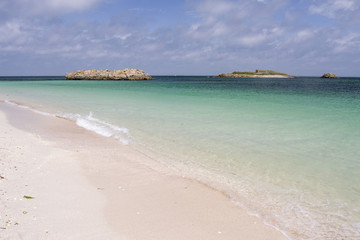June 27, 2018 Glenan France. Coastline of Glenan archipelago in Brittany France