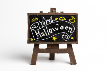 Old brown signs with halloween text.