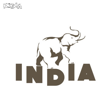 

vector illustration depicting an Indian elephant. An elephant on the text.
