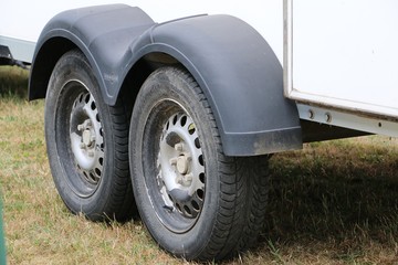 Fototapeta na wymiar two tires at a trailer