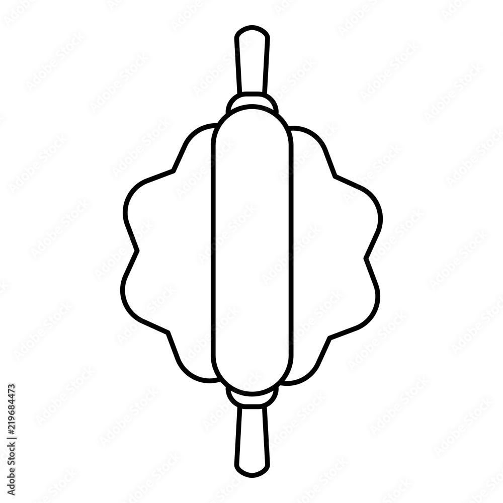 Aufkleber dough rolling pin icon. outline illustration of dough rolling pin vector icon for web design isolate