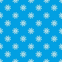 Flower pattern repeat seamless in blue color for any design. Vector geometric illustration