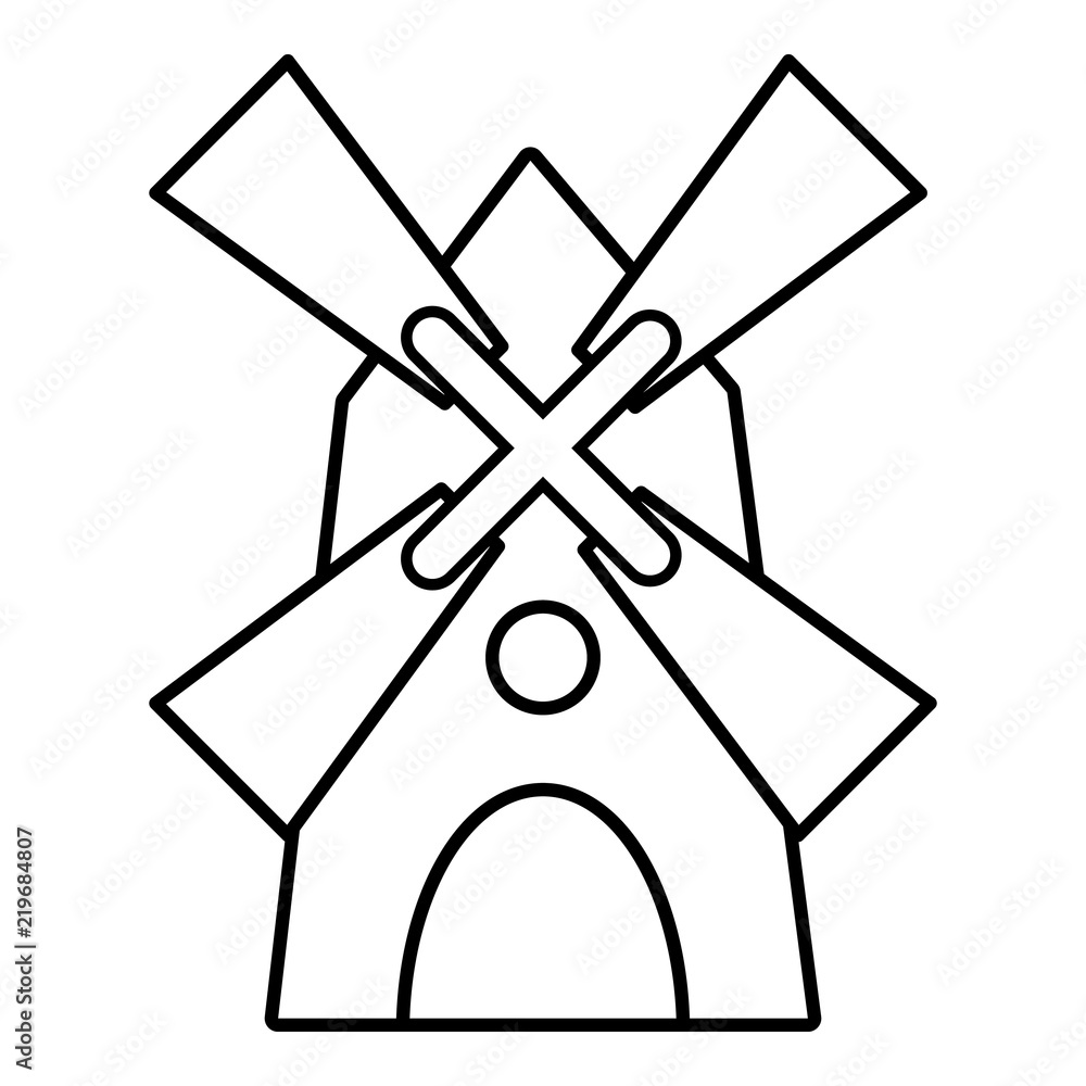 Poster windmill icon. outline illustration of windmill vector icon for web design isolated on white backgro