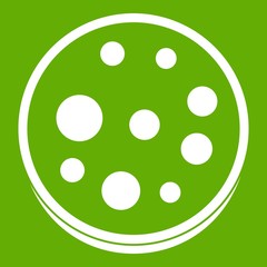 Slice of salami icon white isolated on green background. Vector illustration