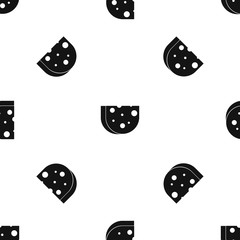 Piece of Swiss cheese pattern repeat seamless in black color for any design. Vector geometric illustration