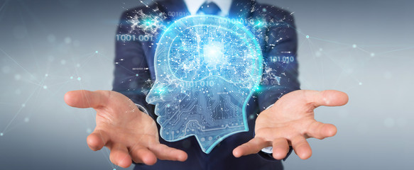 Businessman creating artificial intelligence 3D rendering