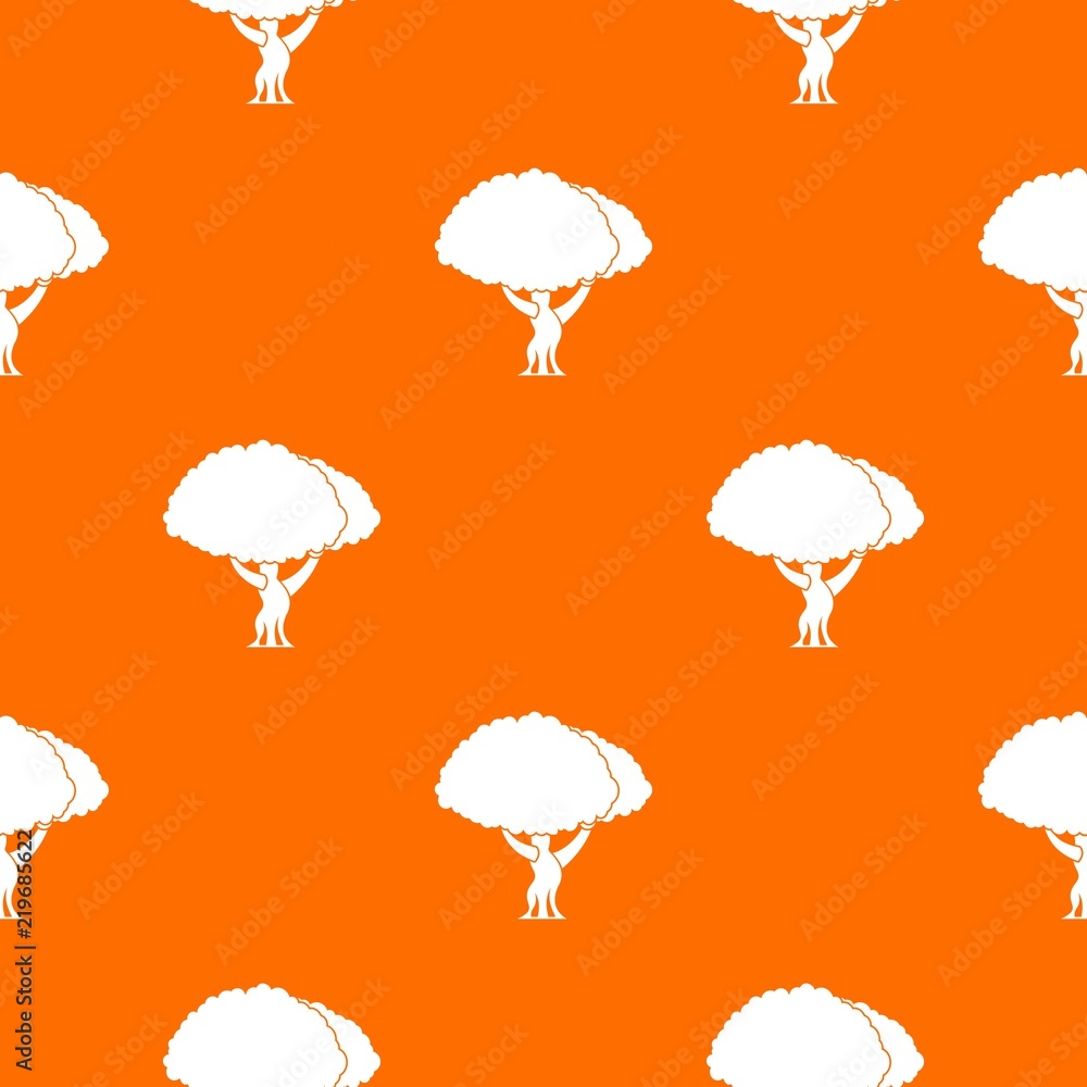 Poster Tree pattern repeat seamless in orange color for any design. Vector geometric illustration