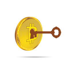 cryptocurrency coin gold with key illustration