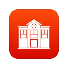 School icon digital red for any design isolated on white vector illustration