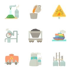 Industry delivery icons set. Cartoon set of 9 industry delivery vector icons for web isolated on white background