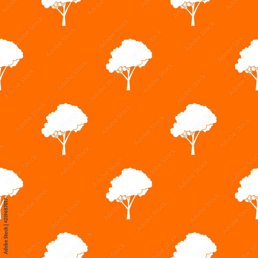 Poster tree with a rounded crown pattern repeat seamless in orange color for any design. vector geometric i