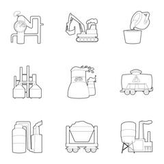 Industry delivery icons set. Outline set of 9 industry delivery vector icons for web isolated on white background