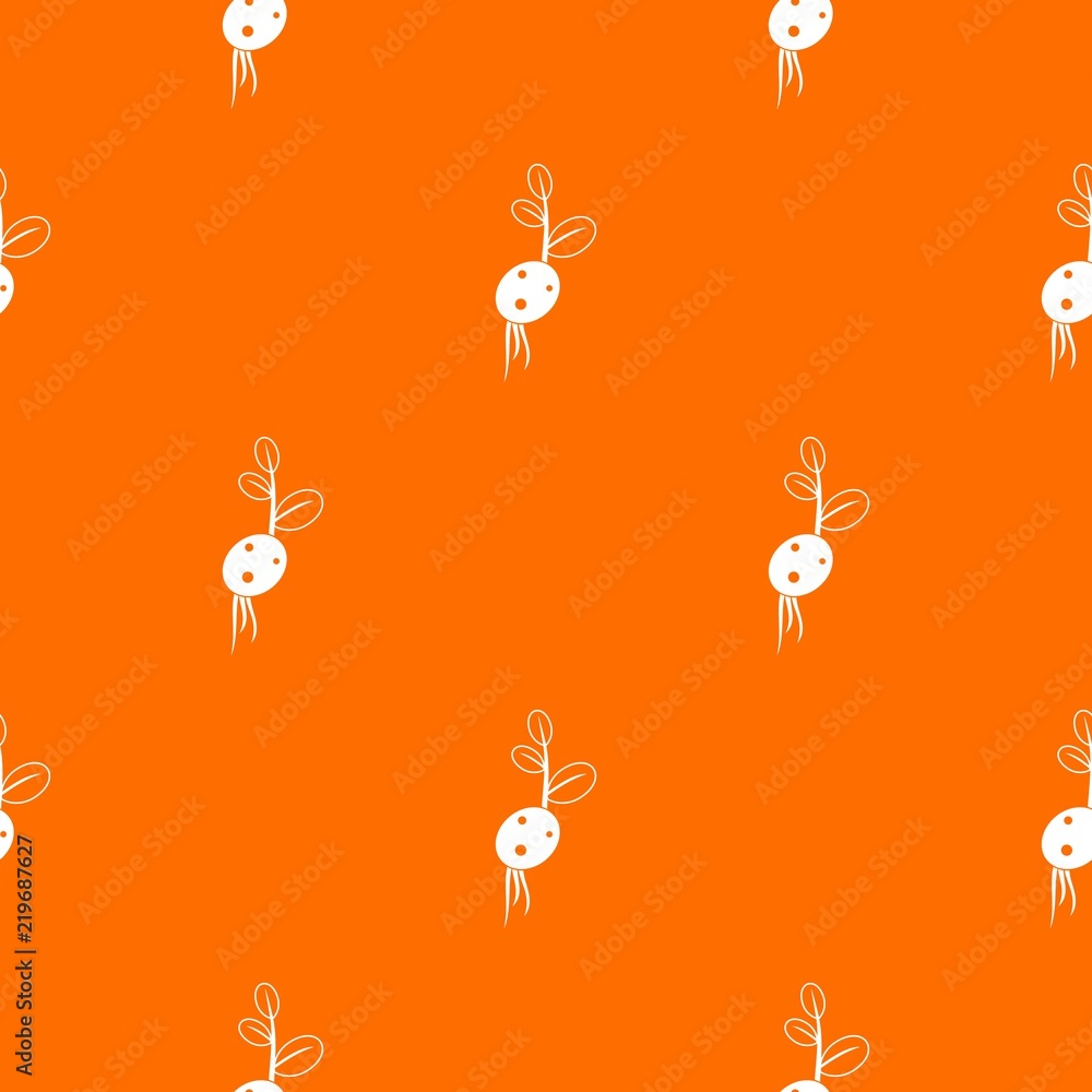 Poster potato sprout from the root pattern repeat seamless in orange color for any design. vector geometric