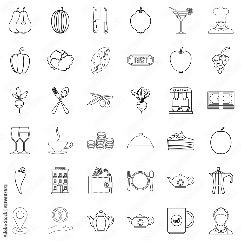 Aufkleber pepper icons set. outline style of 36 pepper vector icons for web isolated on white background