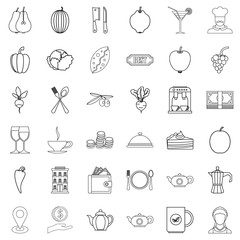 Pepper icons set. Outline style of 36 pepper vector icons for web isolated on white background