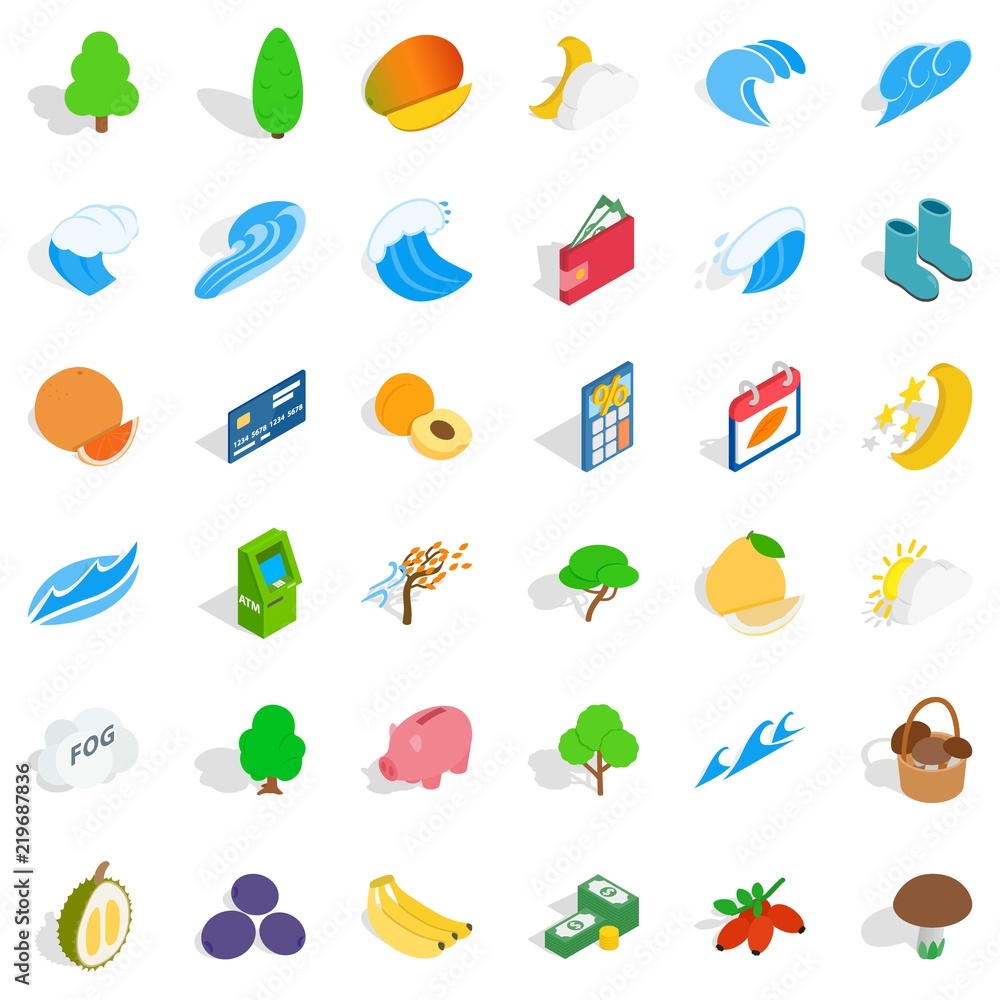 Poster viable icons set. isometric style of 36 viable vector icons for web isolated on white background