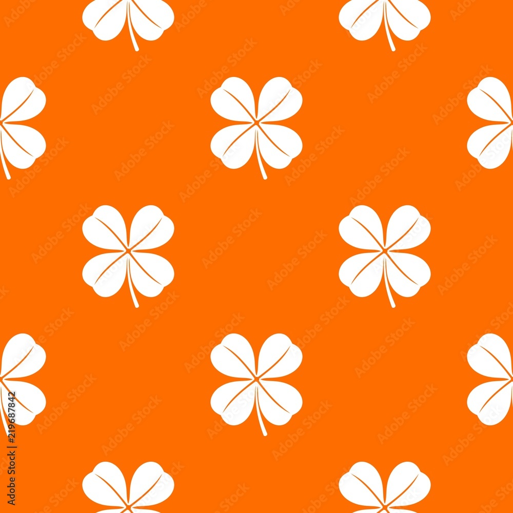 Poster clover leaf pattern repeat seamless in orange color for any design. vector geometric illustration