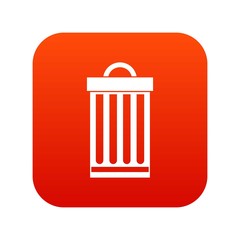 Trash can icon digital red for any design isolated on white vector illustration