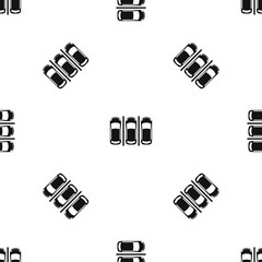 Car parking pattern repeat seamless in black color for any design. Vector geometric illustration