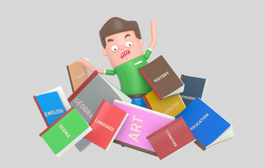 Scared  Student under pile of books.

Isolate. Easy automatic vectorization. Easy background remove. Easy color change. Easy combine. 6000x3800 - 300DPI For custom illustration contact me.