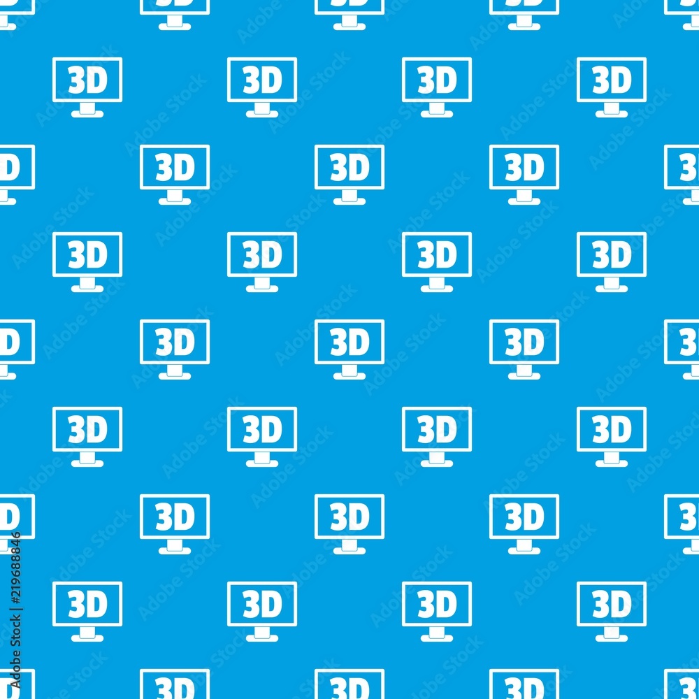 Aufkleber computer monitor with 3d inscription pattern repeat seamless in blue color for any design. vector ge