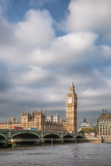 Big Ben with bridge in London, England, UK
