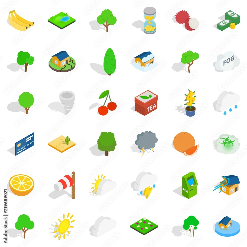 Poster vital icons set. isometric style of 36 vital vector icons for web isolated on white background