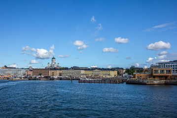 View of the Helsinki harbor waterfront in a bright sunny day in summer - 2