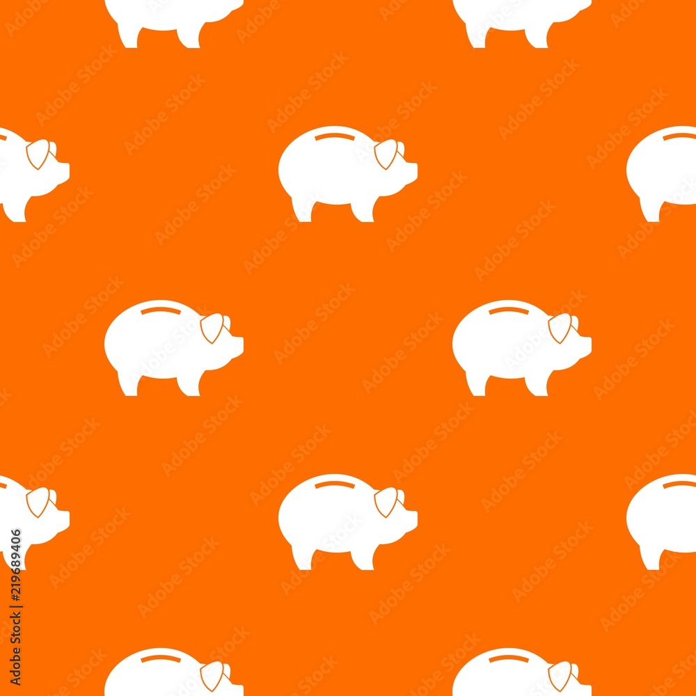 Poster piggy pattern repeat seamless in orange color for any design. vector geometric illustration