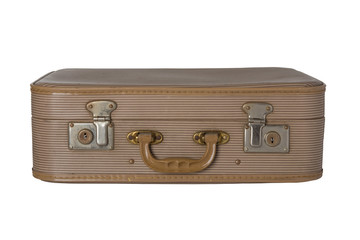 Old vintage suitcase on a white background isolated.