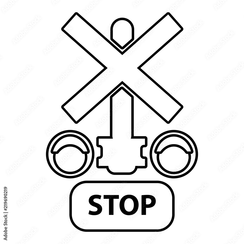 Aufkleber traffic light stop railway icon. outline illustration of traffic light stop railway vector icon for 