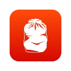 Black trash bag icon digital red for any design isolated on white vector illustration