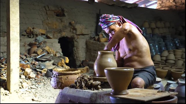 Made of pottery clay, earthenware clays handicrafts, close up.