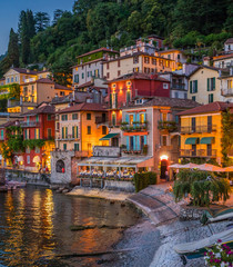 Fototapeta premium Scenic view in the beautiful Varenna in the evening, on Lake Como, Lombardy, Italy.
