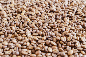 coffee beans scattered over the surface 2