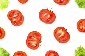 tomato cut and lettuce on a white background 2