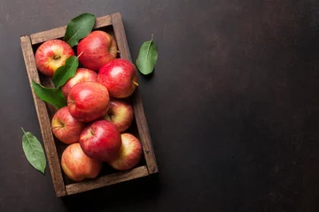Fotobehang Red apples in wooden box © karandaev