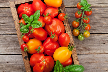 Fresh garden tomatoes and basil