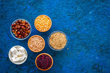 Products rich protein. Legumes, nuts, low-fat cheese. Raw beans, chickpeas, lentil, almond,...