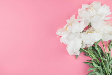 Fototapeta na wymiar Blooming white peony flowers