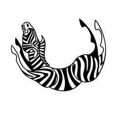 Vector isolated stylized image of a Zebra arched in a jump