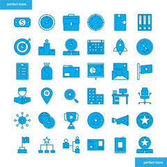 Business Element  Blue Icons set style