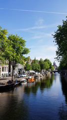 Quiet canal in Amsterdam, Netherlands