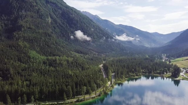 Beautiful view of the Konigsee lake near Jenner mount in Berchtesgaden National Park, Upper Bavarian Alps, Germany, Europe. Beauty of nature concept background aerial drone video