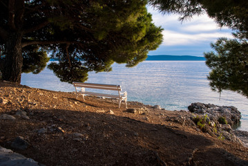 ławka nad morzem z pieknym widokiem © Magdalena