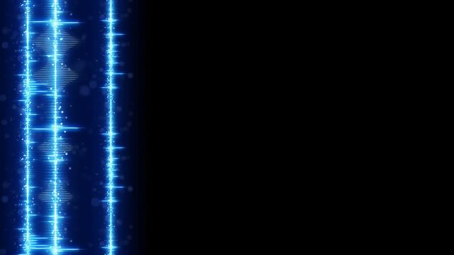Vertical digital audio wave on edge and free space. Computer generated animation. Seamless loop technology motion background 4k 4096x2304
