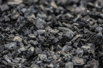 Detail of char-coal made from wood for bbq
