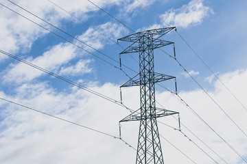 An electricity pylon which is used to support power cables. Photo taken in Port Elizabeth, South Africa. 