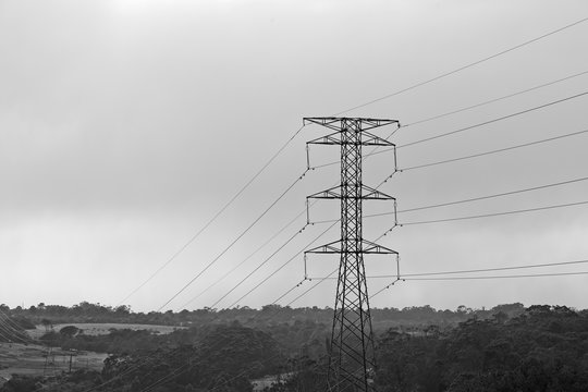 An electricity pylon which is used to support power cables. Photo taken in Port Elizabeth, South Africa. 